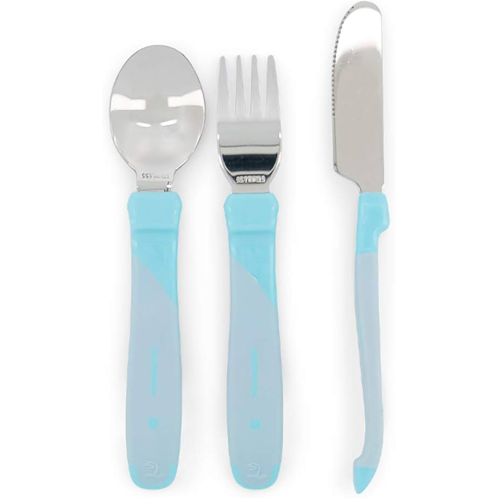 Twistshake Set de Cubiertos de Metal 12+m - Celeste