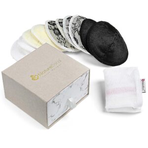 Almohadillas de lactancia lavables de fibra de bambú con cordones mixtos