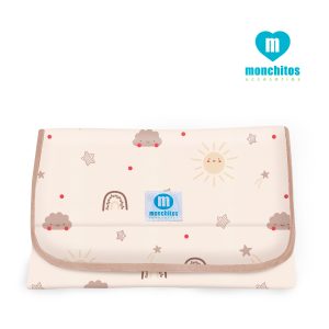 Cambiador Portátil Premium – Beige Sol, nubes y estrellas