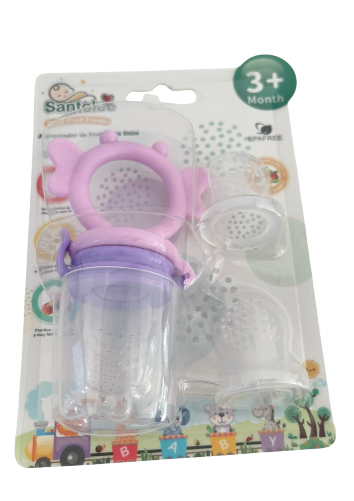 Alimentador de Fruta para Bebé Santolee 3+ Meses | BPA Free | Elefante Rosa