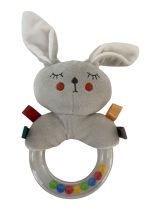 Sonajero de Peluche con Asa Transparente-Conejo