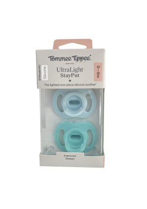 Chupones Tommee Tippee UltraLight StayPut pack (0-6m) celeste y verde