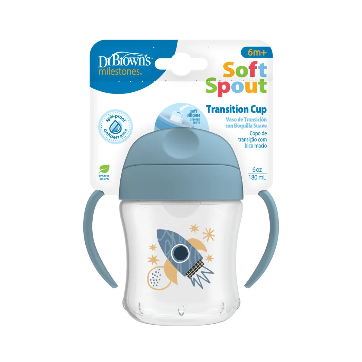 Vaso de Transición Antiderrame con boquilla Suave 6 oz/180ml color azul - Imagen 3