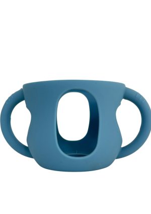 Funda de silicona pequeña para biberón con asas – Azul