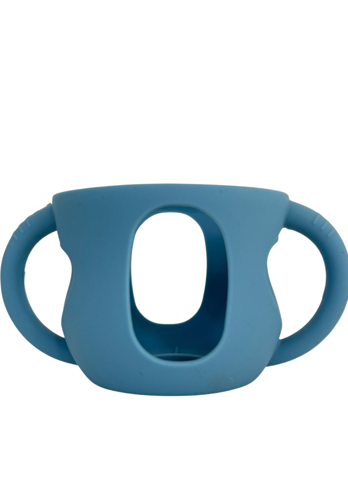 Funda de silicona pequeña para biberón con asas – Azul