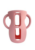Funda de silicona grande para biberón con asas - Rosa
