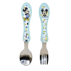 SET DE CUBIERTO DE ACERO MICKEY MOUSE 2PCS