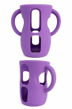 Funda de silicona grande para biberón con asas- MORADO