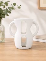 Funda de silicona grande para biberón con asas- blanco