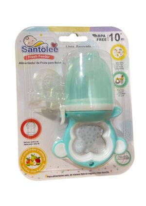 Alimentador de Fruta para Bebé Santolee 3+ Meses - BPA Free - Mono Celeste