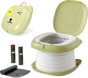 Bacin Plegable Infantil Diseño Gatito - Verde