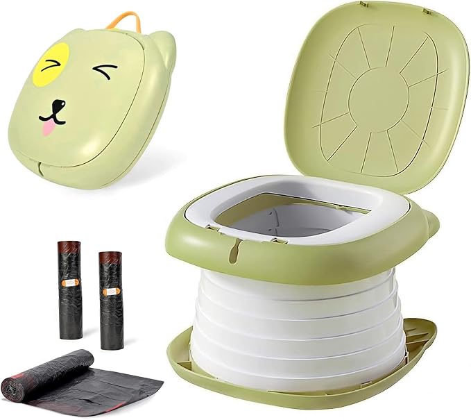 Bacin Plegable Infantil Diseño Gatito - Verde