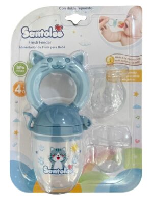 Mordedor Sensorial de Silicona Gatito Celeste - Santolee