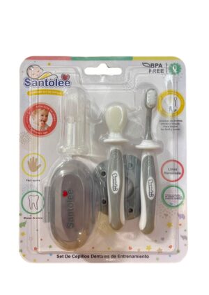 SET DE CEPILLOS DENTALES DE ENTRENAMIENTO GRIS- SANTOLEE