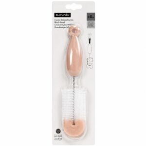 Escobilla Limpiabiberones con Esponja y Cepillo Rosa Pastel – Suavinex